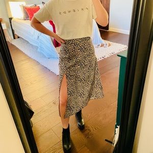 Cheetah Print Midi Skirt with Slit
